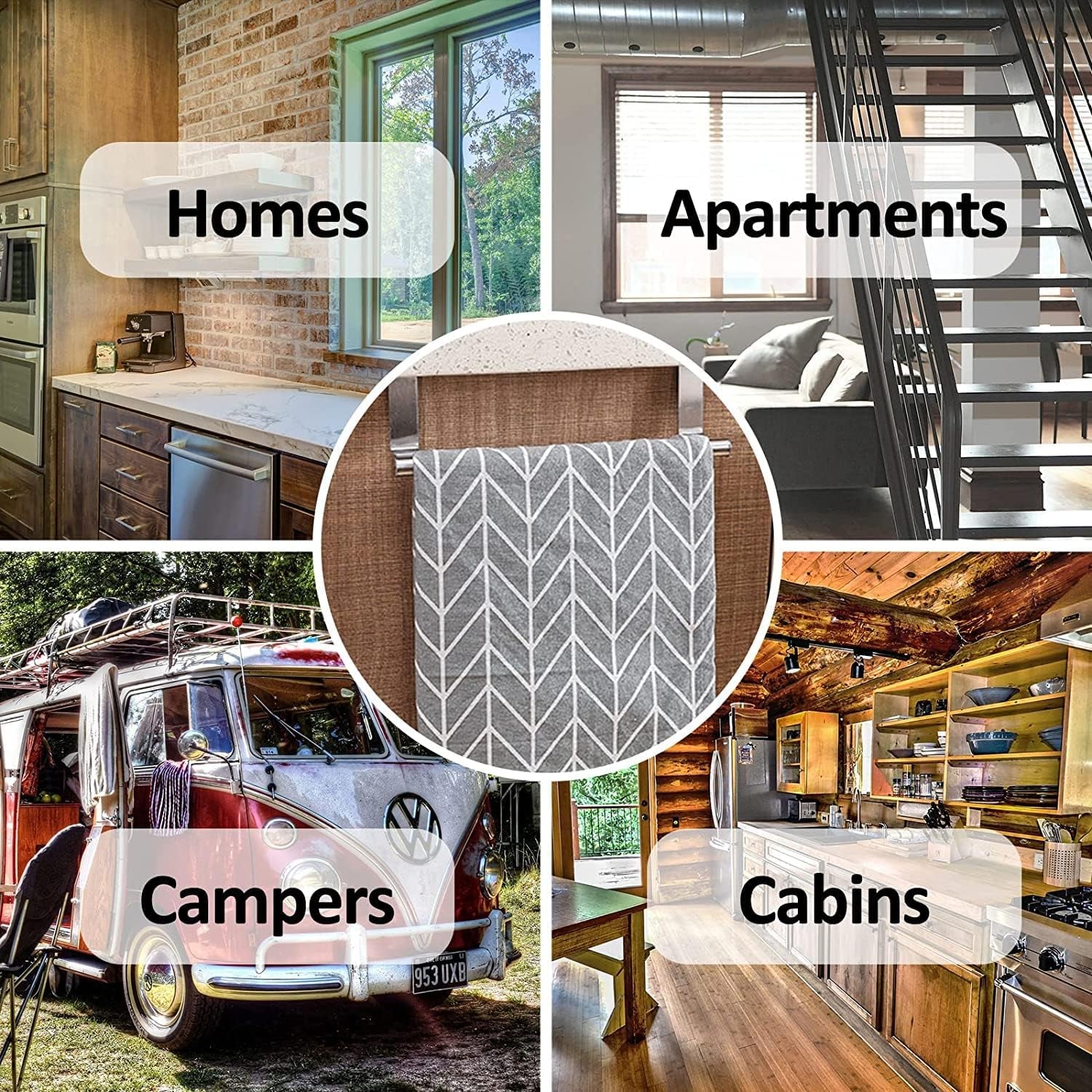 2 Pack Stainless Steel over Door Towel Rack Bar Holders for Universal Fit on over Cabinet Cupboard Doors (Sliver)